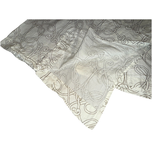 Set 4 Ivory Brown Printed Curtains Drapes Panels 80 Long Cotton Canvas Luxury - Picture 4 of 5